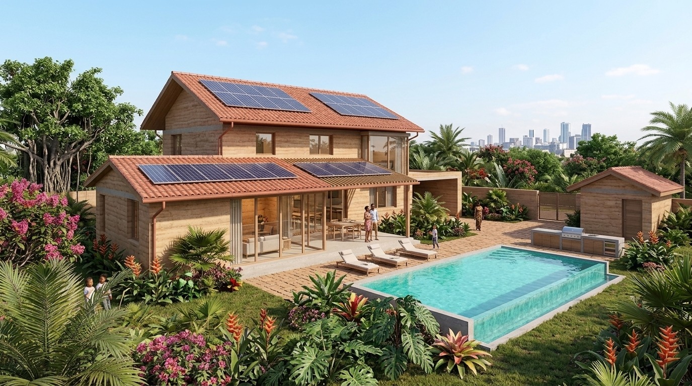 Villa duplex bioclimatique 4 pièces en pisé